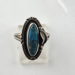 Vintage Sterling Silver 925 GFIS Mexico Turquoise Ring Size 7‎